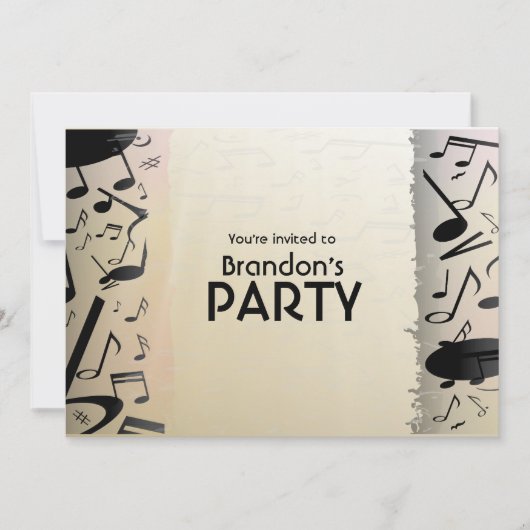 青銅色および黒い音楽ノート 招待状 (正面)