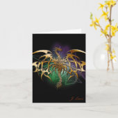 青銅色にされたドラゴン カード (黄色い花)