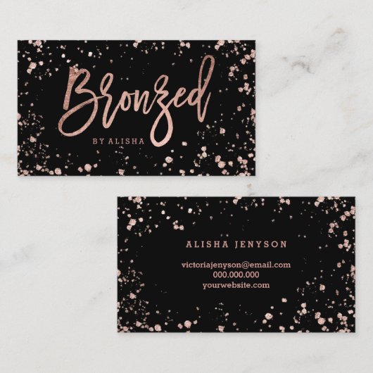 青銅色にされた原稿のばら色の金ゴールドの紙吹雪の(ばちゃばちゃ)跳ねる 名刺 (正面/裏面)