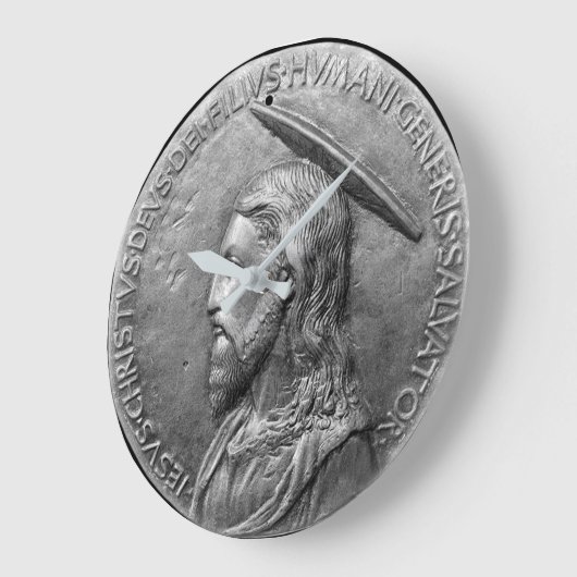 青銅色のイエス・キリスト彫刻のポートレートのラテンの文字 ラージ壁時計 (傾斜)