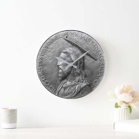 青銅色のイエス・キリスト彫刻のポートレートのラテンの文字 ラージ壁時計 (ホーム)