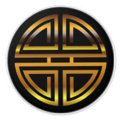 青銅色のクラシックで中国のな長寿の円形のモチーフ セラミックノブ (正面)