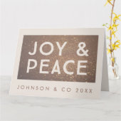 青銅色のグリッターの喜び及び平和企業のなクリスマス カード (黄色い花)