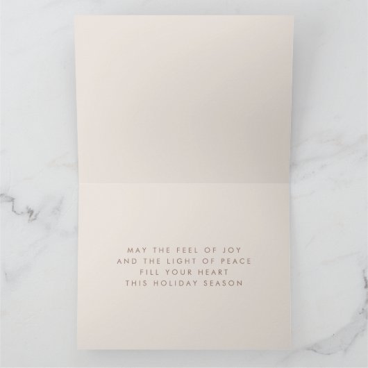 青銅色のグリッターの喜び及び平和企業のなクリスマス カード (内部)