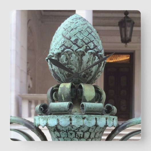 青銅色のパイナップル時計はホスピタリティの時間を保ちます スクエア壁時計 (正面)