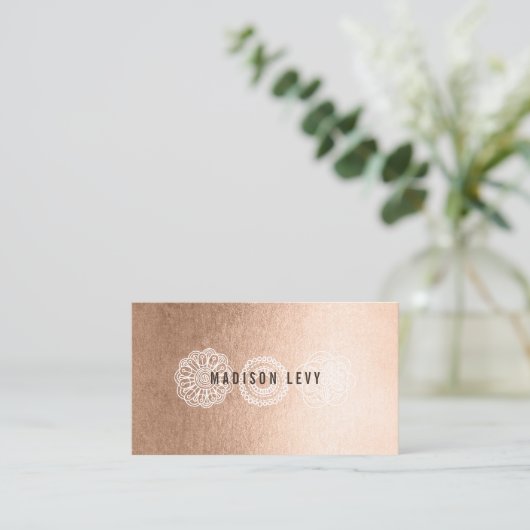 青銅色のレースのスプレーの日焼けの美容師カード 予約カード (スタンド正面)