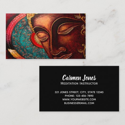 青銅色の仏の黙想のインストラクター 名刺 (正面/裏面)