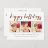 青銅色の幸せな休日のクリスマスの写真フレームの郵便はがき シーズンポストカード (正面/裏面)