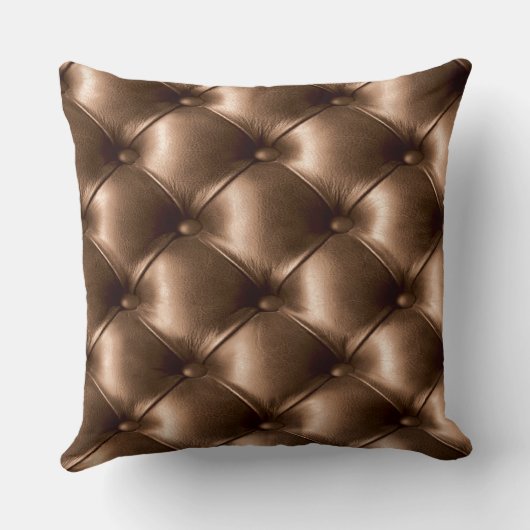 青銅色の房状のレザールックのプリントの枕 クッション (裏面)