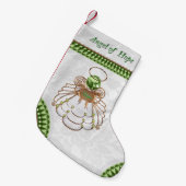 青銅色の緑-希望の線条細工のクリスマスの天使 スモールクリスマスストッキング (正面 (吊り時))