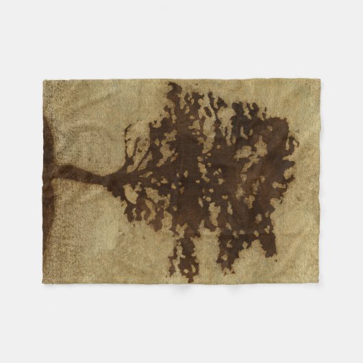 青銅色の背景の木のシルエット フリースブランケット (正面(横))