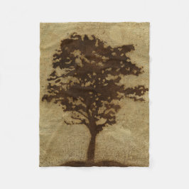 青銅色の背景の木のシルエット フリースブランケット