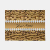 青銅色の金ゴールドフェイクなホイルのシマウマは縞で飾ります ドアマット (正面)