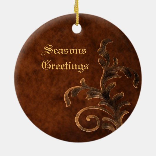 青銅色スクロール葉の休日のクリスマスのオーナメント セラミックオーナメント (裏面)