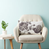 青銅色及び白いヴィンテージ植物の花のToile No.2 ランバークッション (椅子)