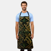 青銅装飾格子模様 エプロン (着用した状態)
