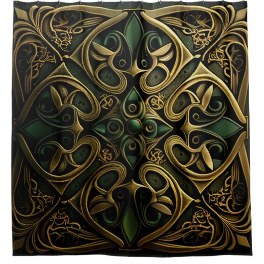 青銅装飾格子模様 シャワーカーテン (正面)