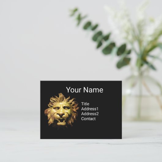 青銅製の獅子頭アンティークローマ船 名刺 (スタンド正面)