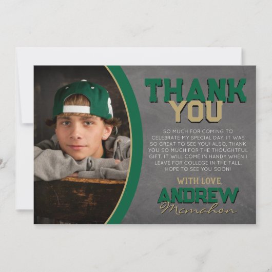 青銅製の黒板卒業サンキューカード 招待状 (正面)