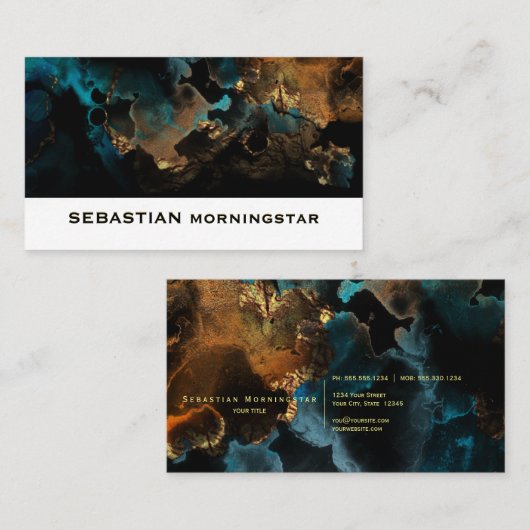 青銅製はっきりしたアクア液瑪瑙 名刺 (正面/裏面)