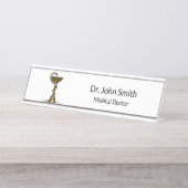 青銅製スネークボウル衛生方白医用カドゥセウス デスクネームプレート (正面)