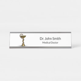 青銅製スネークボウル衛生方白医用カドゥセウス デスクネームプレート
