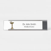 青銅製スネークボウル衛生方白医用カドゥセウス デスクネームプレート (正面)