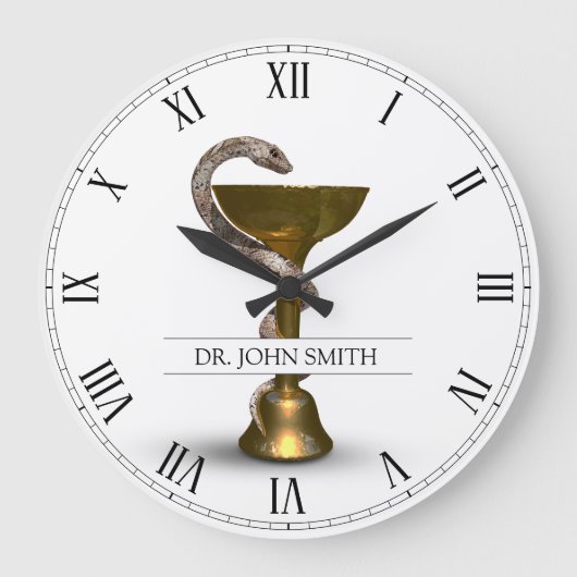 青銅製スネークメディカルボウル衛生方白名 ラージ壁時計 (正面)