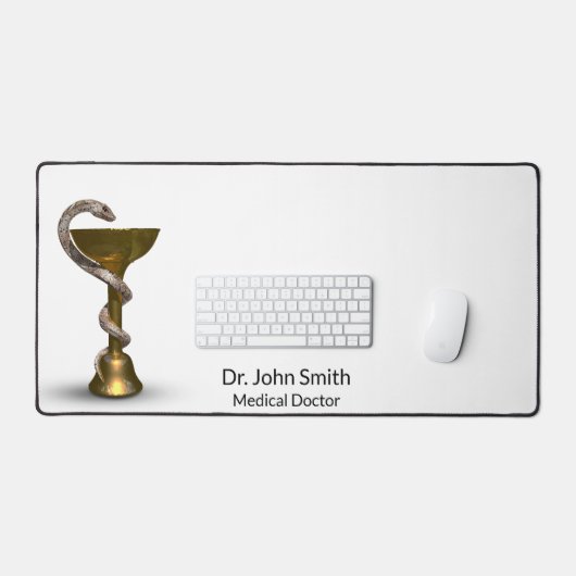 青銅製スネークメディカルボウル衛生方白銅製カドゥセウス デスクマット (キーボード&マウス)