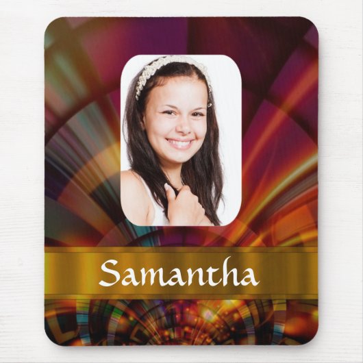 青銅赤色の円形パターン マウスパッド (正面)