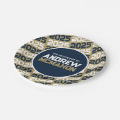 青銅金ゴールドとネイビーブルーパーソナライズされた卒業 ペーパープレート (アングル)