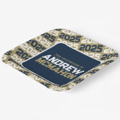 青銅金ゴールドとネイビーブルーパーソナライズされた卒業 ペーパープレート (傾斜あり)