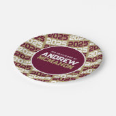 青銅金ゴールド及びブルゴーニュパーソナライズされた卒業 ペーパープレート (アングル)