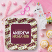 青銅金ゴールド及びブルゴーニュパーソナライズされた卒業 ペーパープレート (パーティー)