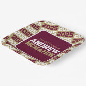 青銅金ゴールド及びブルゴーニュパーソナライズされた卒業 ペーパープレート (傾斜あり)