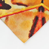 青銅、金ゴールド赤と紫のハチドリ フリースブランケット (角)