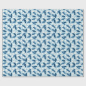 青離れい花と白い花シームレスなパターン ラッピングペーパー (フラット)