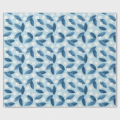 青離れい花と白い花シームレスなパターン ラッピングペーパー (フラット)