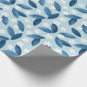 青離れい花と白い花シームレスなパターン ラッピングペーパー (角)