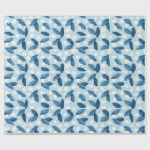 青離れい花と白い花シームレスなパターンWra ラッピングペーパー (フラット)
