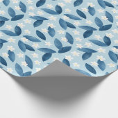 青離れい花と白い花シームレスなパターンWra ラッピングペーパー (角)