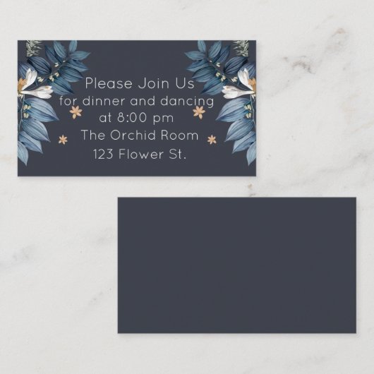 青離れ白い花モダン式レセプション エンクロージャーカード (正面/裏面)