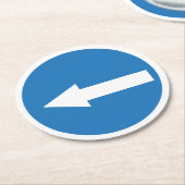 青離れ矢印道路標識 |丸カスタムコースター ラウンドペーパーコースター (アングル)