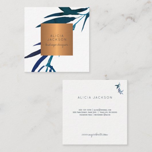 青離れ銅バラ金ゴールド景観設計 スクエア名刺 (正面/裏面)