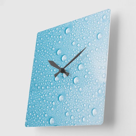 青雨滴湿式模様 スクエア壁時計 (傾斜)