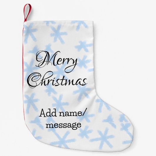 青雪片クリスマスパターン雪のパターン スモールクリスマスストッキング (正面)