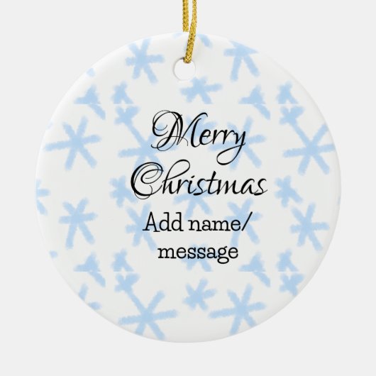 青雪片クリスマスパターン雪のパターン セラミックオーナメント (正面)