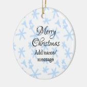 青雪片クリスマスパターン雪のパターン セラミックオーナメント (左)