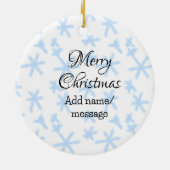 青雪片クリスマスパターン雪のパターン セラミックオーナメント (裏面)