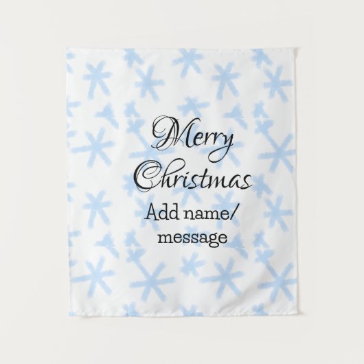 青雪片クリスマスパターン雪のパターン タペストリー (正面)